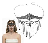 MiOYOOW Mascherina per il Viso con Strass Luccicanti, Maschera Masquerade con Nappa Catena, Velo Cosplay Frange, per Feste di San Valentino, Matrimoni, Spettacoli Teatrali