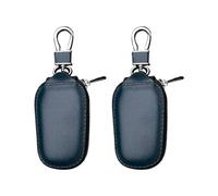 MiOYOOW Portachiavi per auto, di grande capacità, impermeabile, in pelle PU, con chiusura a cerniera, per il trasporto quotidiano, Blu, 14 x 5 x 3 cm