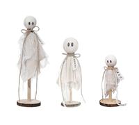 MiOYOOW Set di 3 Figure Basi di Halloween, Decorazioni Fantasma per Halloween, Statuine Base in Legno Rustiche, per Decorazione da Tavolo, Scaffali e Mensole Spaventosa Decorazione di Halloween
