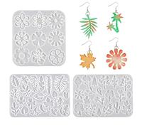 MiOYOOW Stampi per Gioielli in Silicone, 3 Pezzi Stampo Orecchini in Resina a Forma di Fiore, Stampi Riutilizzabile per Fai da Te, per Collane, Orecchino, Ciondoli, Portachiavi