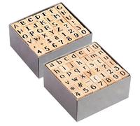 MiOYOOW Timbro Alfabeti in Legno, 84 Pezzi Set Timbri Alfabeto Numeri Simboli per Journaling, Dimensioni 1cm Timbro Decorativo per Album Fai da Te, per Agenda, DIY, Biglietti Auguri e Regalo Creativo
