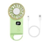 MiOYOOW Ventilatore Portatile Gancio Pieghevole Integrato, 1800 mAh Ventola Raffreddamento Attivo Raffreddamento Rapido, Aeratore Potente Regolazione Vento Continua, per Viaggio, Ufficio e Campeggio