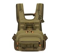 MiOYOOW Zaino da Pesca, Riflettente Borsa per Gilet Multifunzionale, Regolabile Impermeabile Borse per il Petto, per Allenamento All'aperto, Ciclismo, Escursionismo, Pesca, Viaggi