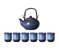 Mipcase 1 set da tè tradizionale Gongfu: teiera in ceramica smaltata a forno con manico e tazze da tè - artigianato cinese - ideale per casa e ufficio 800 ml/130 ml