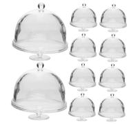 Mipcase 1 Set Porta Di Torta Da Dessert Mini Alzata Per Dolci Con Cupola Torte Da Casa Delle Bambole Corriere Per Torte In Piedi Piccolo Cupole Transparent Plastica 10 Pezzi
