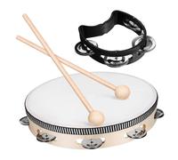 Mipcase 1 set Tamburello con Legno Strumento Musicale per Adulti per Allenamenti Musicali e Feste Facile da Usare e Apprendere Design e Versatile