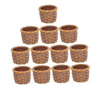 Mipcase 12 Pezzi Mini Cestini Intrecciati in Rattan Simulato per Casa Bambole e Decorazioni Te Cestini Portafiori Piccoli per Giardini Fatati e Accessori Picnic Miniature