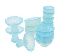 Mipcase 15 Pezzi Ciotola di ristoro con le gambe alte miniature di case delle bambole ciotola decorativa accessori per la cucina della casa delle bambole tazze da tè cinesi resina Sky-Blue