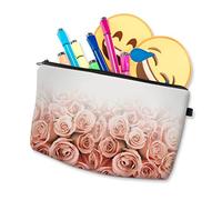 Mipcase 1pezzi Borsa Cosmetica Da Donna Con Stampa Rosa Pochette Con Cerniera Per Make-up Accessorio Elegante e Pratico Per Viaggi e Uso Quotidiano
