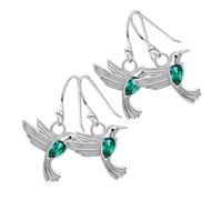 Mipcase 2 Paia Di Orecchini a Bottone e Pendenti a Forma Di Colibrì Con Zirconi Verdi, Gioielli Per Donna e Mamma, Regalo Per Compleanno e Madre-figlia, Design Elegante e Brillantezza Duratura