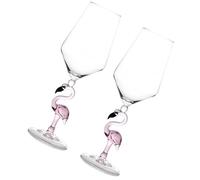 Mipcase 2 Pezzi Bicchiere a Forma di Fenicottero in Vetro 330ml per Tavola | Trasparenza Elevata e Superficie Liscia, Presa Comoda, Facile da Pulire per Acqua e Succo