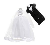 Mipcase 2 Pezzi Copri Bottiglia da Matrimonio Sposa e Sposo | Tessuto in Tulle e Garza, Smoking e Abito, per Bottiglie di Vino e Whisky