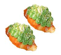 Mipcase 2 Pezzi Cornetto Finto Decorativo in PU Simulazione Croissant Realistico per Vetrine Fotografia e Didattica Accessorio Scenico per Pasticcerie e Negozi Alimentari