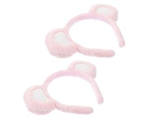 Mipcase 2 pezzi Fascia per Capelli Orso Fluffy Cerchietto Morbido e Compatto con Orecchie per Trucco e Lavaggio Viso Accessorio Cosplay Portatile per Costume Carnevale Bambina e Donna