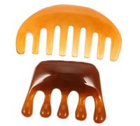 Mipcase 2 pezzi Pettine Massaggiante per Capelli in Resina e Cera d Api Gua Sha Scalp Scraper con Denti Lisci e Spessi per Stimolazione e Sollievo dal Prurito del Capelluto Portatile e