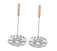 Mipcase 2 Pezzi Stampi per Frittura Casa Stampo Rosette con Manico Alluminio per Bunuelos Waffle e Dolci Fritti Resistente Alte Temperature Argento