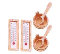 Mipcase 2 Set Accessori Miniatura per Sauna in Resina Secchio e Termometro Miniatura per Decorazioni Spa Dollhouse Stagione Calda Utensili Dettagliati per Ambientazioni Casa delle Bambole