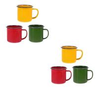 Mipcase 2 Set Tazze Smaltate Retro Colorati E Ufficio Per Latte E Bevande Design Antiscivolo E Facile Da 3 Pezzi * 2