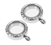 Mipcase 2pezzi Ciondolo Cornice Per Foto Acciaio Inossidabile Finestra in Vetro Rotondo Per e Oggetti Sacri