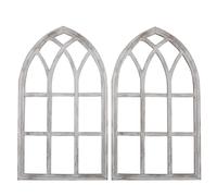 Mipcase 2pezzi Cornice Decorativa per Finestra ad Forma Curva in Legno Finto Decorazione da Parete in Stile Fattoria Cornice da Parete per Finestra Rustica