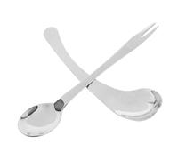 Mipcase 2pezzi Cucchiaio e Forchetta Curva Adattabile Set Di Utensili Da Cucina Ergonomici Per Anziani e Persone Disabilità Portatile Per Casa e Viaggio