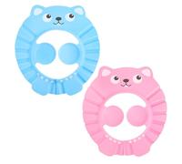 Mipcase 2pezzi Cuffie da Doccia per Ragazzo Ragazza Cappello Visiera Regolabile Eva Materiale Resistente per Ragazzo Ragazza e Shampoo Uso Blu e Rosa Colori Piccole Fino Circonferenza