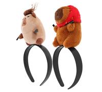 Mipcase 2pezzi Fascia Per Capelli in Peluche Capibara Accessorio Divertente Per Feste Di Halloween e Compleanno Per Lavarsi Viso e Usi Quotidiani