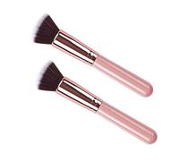 Mipcase 2Pezzi Pennelli Make Up Multiuso Setole Morbide Pennello Piatto per Fondotinta Liquido Manico Rosa Strumenti Cosmetici Professionali per Correttore e Fard