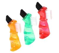 Mipcase 3pezzi Spazzole Pulizia Protesi Mini Portatili Doppia Punta Per Orale Per Dentiera Parziale e Totale Rosso Arancione Verde