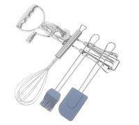 Mipcase 4 pezzi Utensili Cucina in Acciaio con Frusta Manuale Rotante Pennello in Silicone Antiaderente e Spatola Resistente al Calore Miscelatore Versatile per Impasti e Uova Design