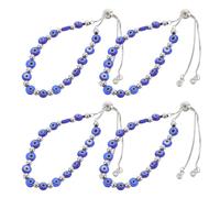 Mipcase 4pezzi Braccialetto Occhio Diabolico e Perline Distanziatrici Catena Regolabile Ciondolo Forma di Occhio Braccialetto Corda per Protezione e Stile Gioielli per Donne