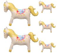 Mipcase 5 Palloncini Cavallo in Lamina Alluminio per Carnevale e Circo, Facili da Gonfiare e Montare, Decorazioni Festa a Tema Animali e Ospiti