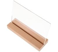 Mipcase 5 pezzi Supporto per Cartelli da Tavolo Orizzontale con Base in Legno Chic Portamenu Trasparente in Acrilico Resistente Confezione per Ristoranti Uffici e Hotel