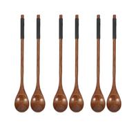 Mipcase 6 Cucchiaini da Caffè in Legno Manico Lungo Cucchiai per Mescolare Caffè e Sciroppo Set di Cucchiai da Cucina Naturali per Tè Zuppe e Dessert Design Antiscivolo per Uso Sicuro