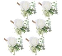 Mipcase 6 Pezzi Fiore all Occhiello in Bianco per Matrimonio con Design Moderno e Compatibile con Bouquet della Sposa, per Bestman in Cerimonie Indoor
