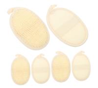 Mipcase 6 pezzi Spugne Loofah Esfolianti Morbidi Pad Naturali per Pulizia e Peeling Adatti Tutta la Famiglia con Design e Beige Lavabili e Durevoli