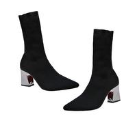 Mipcase A Calzino Tacchi Grosso Stivaletti Invernali Antiscivolo Scarpe a Punta Tacchi Spesso Comodità e Per Ogni Occasione