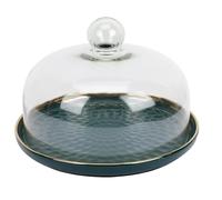 Mipcase Alzatina per Dolci con Coperchio in Vetro, Vassoio Verde Elegante | Espositore per Pane e Snack, Protezione Dalla Polvere, Stile Raffinato per Panetteria e Feste di Compleanno