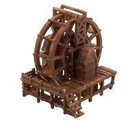 Mipcase Bonsai a Ruota d'Acqua a Cascata per acquari Ruota idraulica per acquari Acquario Micro Paesaggio Fishtank Watermill Mini Ruota idraulica Resina Light Brown