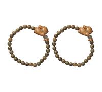 Mipcase Braccialetto da Coppia con Perline di Legno di Sandalo 6Mm Set 2 Pezzi con Ciondolo Coniglio Gioielli Kawaii per Donne e Ragazze Accessori Feng Shui per Regali di Amicizia e