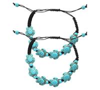 Mipcase Braccialetto Da Polso Tartaruga Marina Turchese Intrecciato Regolabile Ciondolo a Forma Di Tartaruga, Gioielli Da Donna Artigianali Per Uso Quotidiano e Viaggio, Set Da 2 Pezzi