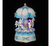 Mipcase Carillon a Giostra Rotante Vintage con 3 Cavalli Luci LED Colorate e Meccanismo Musicale Carillon per Bambine per Decorazioni e Regali Natalizi o Compleanni