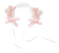 Mipcase Cerchietto Orecchie Di Gatto in Pizzo Lolita Fiocco Rosa, Accessorio Cosplay Kawaii Per Ragazze, Per Feste, Tea Party e Compleanni