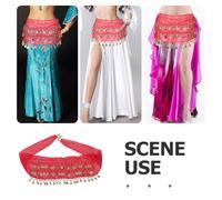 Mipcase Cintura per Danza del Ventre con 72 Monete a Tre Strati Sciarpa in Chiffon Morbido per Donna con Catena per la Pancia Accessorio per Spettacoli Feste e Performance Soliste o di