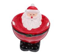 Mipcase Ciotola Decorativa in Ceramica Babbo Natale con Base Rialzata Contenitore per Caramelle e Frutta Centro Tavola Festivo per Feste Natalizie e Snack