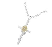 Mipcase Collana da Donna Ciondolo Girasole e Croce in Lega Doppia Tonalità Catena Clavicolare Leggera e Confortevole Gioielli da Collo Minimalisti per Uso Quotidiano e Regali Speciali