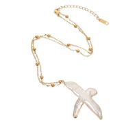 Mipcase Collana Di Perle Ciondolo Croce Per Donna Gioielli Religiosi Barocchi Accessori Minimalisti Per Fede e Celebrazioni