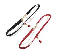 Mipcase Collana Girocollo a Goccia da Donna 2 Pezzi Ciondolo in Velluto Nero e Rosso Catena Regolabile per Clavicola Gioielli Gotici Rinascimentali per Halloween Matrimoni e Cosplay