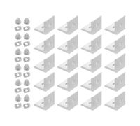 Mipcase Connettore Angolare in Alluminio Estruso 2 Fori 20 Pezzi Staffa Resistente alle Intemperie per Profili Estrusi Adatto a Progetti Meccanici