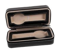 Mipcase Custodia per Orologio Nera in Similpelle Cerniera, Organizer Imbottito per 2 Orologi da Viaggio, Porta Orologi Compatto 17,5x8,5x5,6 Cm per Collezione e Uso Quotidiano